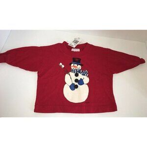 Flapdoodles 6M Baby Toddler Boys Top Red Snowman Christmas Pullover Holidays New